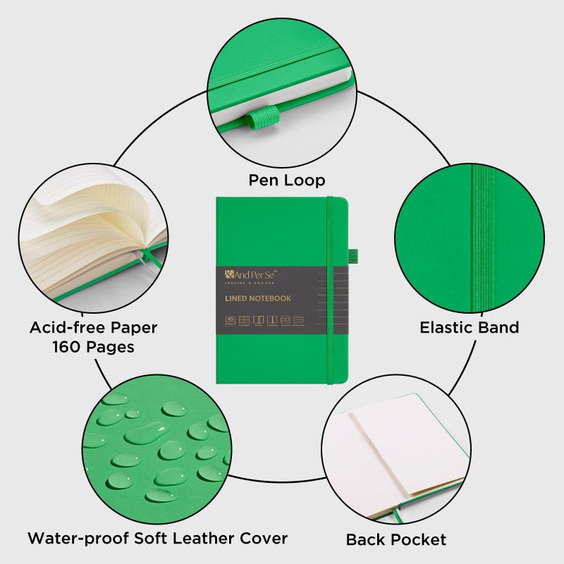&And Per Se ⩓ Per Se Lined Journal Notebook, 160 Pages, A5 5.7 x 8 inches College Ruled Thick Paper Notebook Journals for Writing, Hardcover Notebooks for Women Men Office School (1 Pack, Emerald) - Image 5